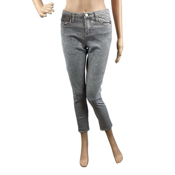 Marchesa Voyage Gray Jacquard Skinny Jeans Size 28 - Picture 1 of 7
